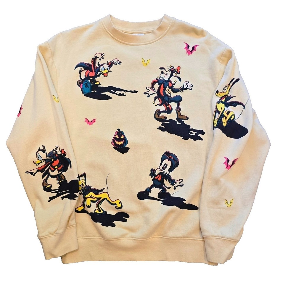 Disney Parks Halloween Sweatshirt Mickey Friends S Donald Goofy Pluto Chip Dale